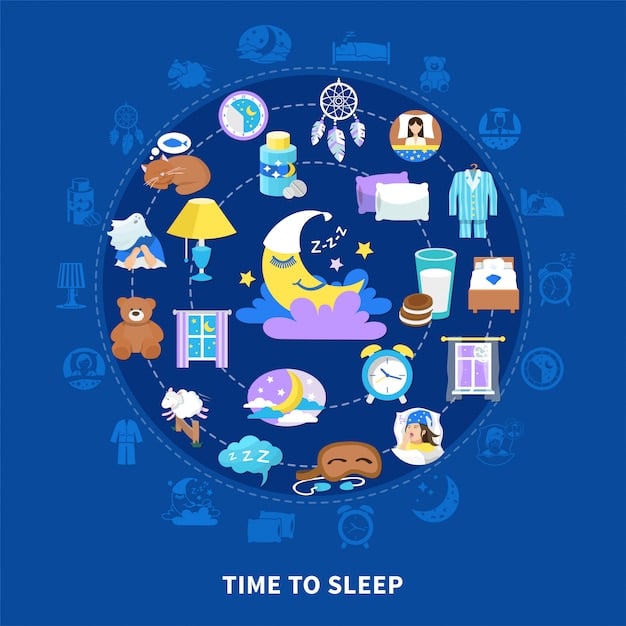 An illustration depicting the different stages of sleep: light sleep, deep sleep, and REM sleep, showing how each stage contributes to a restful night's sleep and its importance for overall health